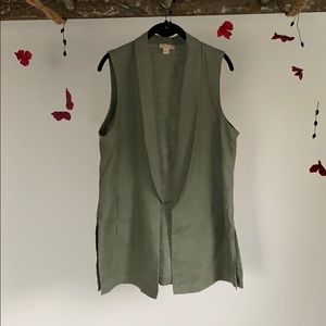 St. Tropez Army Green Linen Vest